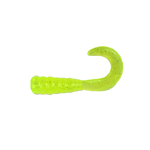Big Bite Baits CTG206-100 2 in. Curl Tail Grub Yellow Fishing Lure - Pack  of 100